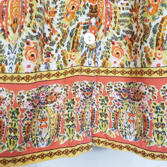 J. Jill Womens Tunic Tank Top Size XS Orange Floral Print Button Up Sleeveless - Picture 8 of 11